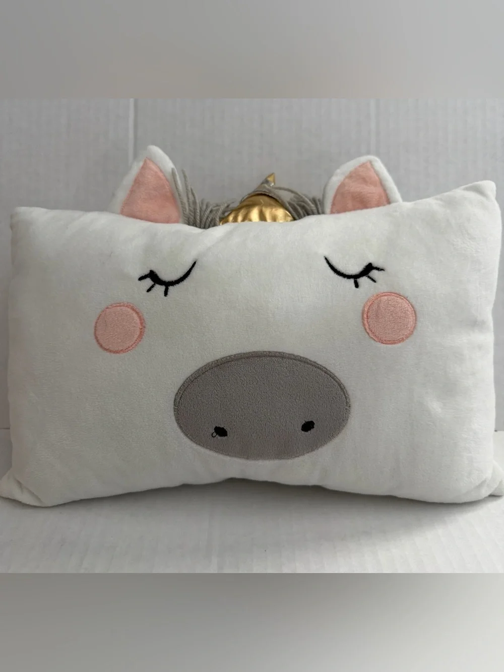 Unicorn Plush Pillow with Pink Accents